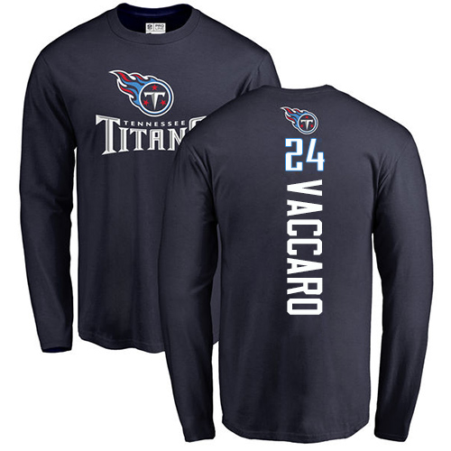 Tennessee Titans Men Navy Blue Kenny Vaccaro Backer NFL Football #24 Long Sleeve T Shirt->nfl t-shirts->Sports Accessory
